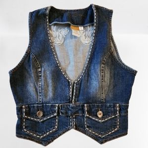 Boom Boom Jens denim vest with embroidery  size large